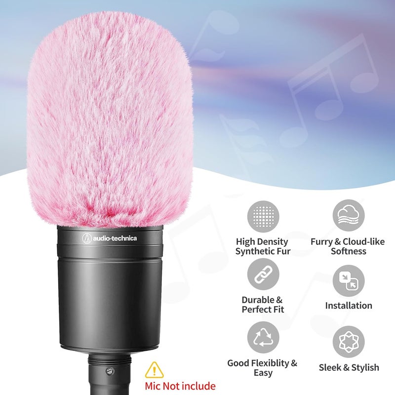 JYUVICT Pop Filter for Audio-Technica AT2020 Microphone，Mic Covers Foam with Furry Windscreen Muff Windshield Acoustic Recording Filter and Noise for AT2020USB AT2035 AT2040 AT2050 ATR2500 ATR2500X AT4040 - Image 5